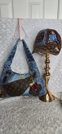 Image 1 of Denim shoulder bag & hat