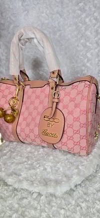 Image 3 of Size 8 Pink 3pc Set- Bag, Wedge Sandals and Hat