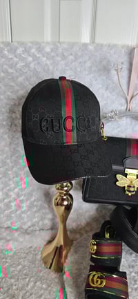 Image 3 of Size 7 Black 3pc Set- Bag, Wedge Sandals and Hat