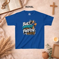 Image 3 of Kids Tee — "Built Different for a Purpose" Inspirational Christian Graphic Shirt