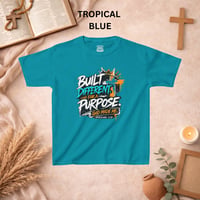 Image 4 of Kids Tee — "Built Different for a Purpose" Inspirational Christian Graphic Shirt