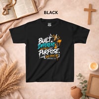 Image 7 of Kids Tee — "Built Different for a Purpose" Inspirational Christian Graphic Shirt