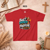 Image 8 of Kids Tee — "Built Different for a Purpose" Inspirational Christian Graphic Shirt
