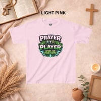 Image 3 of Kids Tee — "Prayer Player: Level Up Your Faith" Graphic
