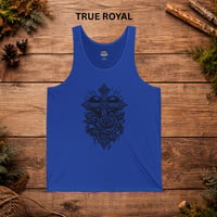 Image 3 of "Cross & Roses" Linocut Tank Top — Floral Religious Graphic Men's Tank