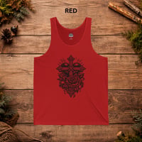 Image 6 of "Cross & Roses" Linocut Tank Top — Floral Religious Graphic Men's Tank