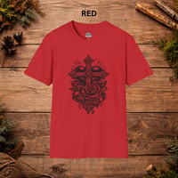 Image 8 of "Cross & Roses" Linocut T‑Shirt — Graphic Tee