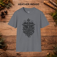 Image 9 of "Cross & Roses" Linocut T‑Shirt — Graphic Tee