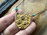 Image 6 of Earth Gardens necklace - Floral pewter, Turquoise and brass / n32