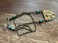 Image 5 of Earth Gardens necklace - Floral pewter, Turquoise and brass / n32