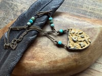 Image 4 of Earth Gardens necklace - Floral pewter, Turquoise and brass / n32