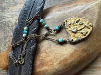 Image 7 of Earth Gardens necklace - Floral pewter, Turquoise and brass / n32