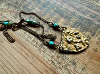 Image 1 of Earth Gardens necklace - Floral pewter, Turquoise and brass / n32
