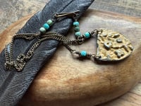 Image 10 of Earth Gardens necklace - Floral pewter, Turquoise and brass / n32