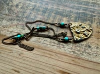 Image 11 of Earth Gardens necklace - Floral pewter, Turquoise and brass / n32