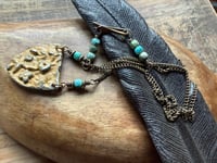 Image 16 of Earth Gardens necklace - Floral pewter, Turquoise and brass / n32