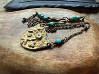 Image 17 of Earth Gardens necklace - Floral pewter, Turquoise and brass / n32