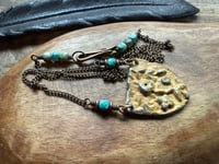 Image 18 of Earth Gardens necklace - Floral pewter, Turquoise and brass / n32