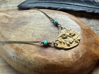 Image 21 of Earth Gardens necklace - Floral pewter, Turquoise and brass / n32