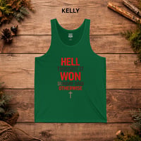 Image 7 of Christian Faith Tank Top — "Hell Thought It Won" Inspirational Graphic Tank