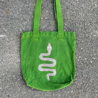 Image 1 of Snake Appliqué Tote in Green