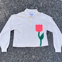 Image 1 of M Tulip Pocket Polo Top in Cream