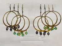 Image 3 of Brass  Beads or Pearl Loop Earrings 