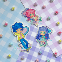 Image 1 of Panda Bear Human Chibi Clear Stickers