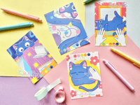 Image 1 of Blue Cat Pastel A6 Prints