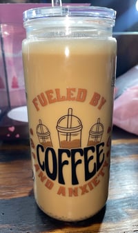 Pre-Made "Fueled by Coffee and Anxiety" 16oz Snow Globe Cup