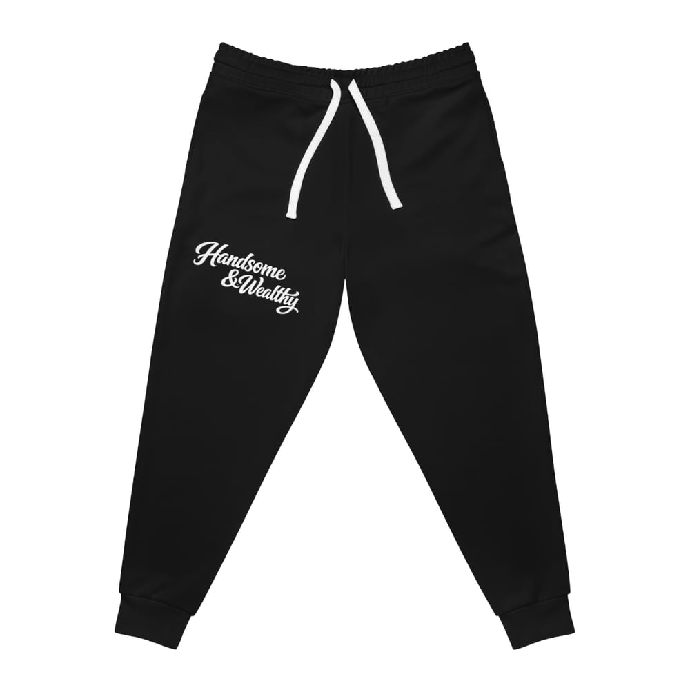 Image of Joggers — "Handsome & Wealthy" Script Athletic Sweatpants
