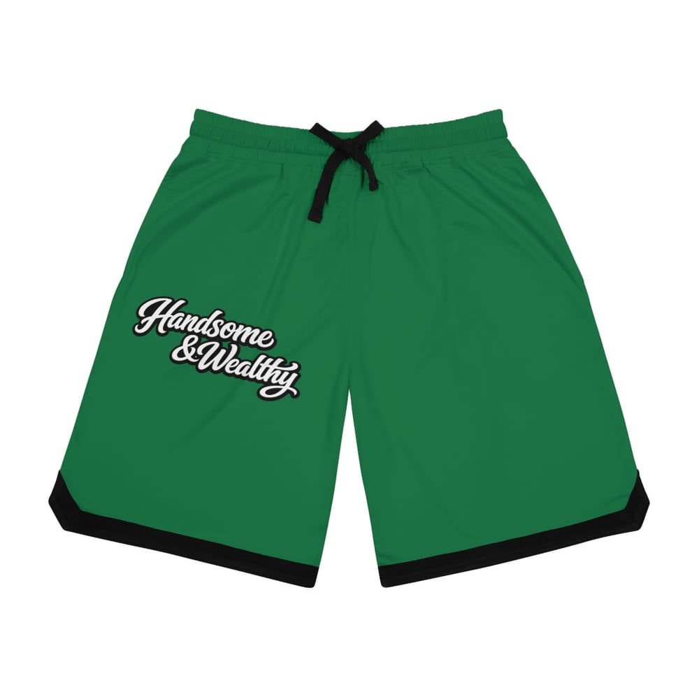 Image of Handsome & Wealthy Basketball Shorts — Green Rib Athletic Shorts