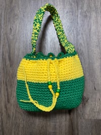 Image 1 of Green & Yellow Crochet Shoulder Purse