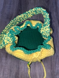 Image 2 of Green & Yellow Crochet Shoulder Purse