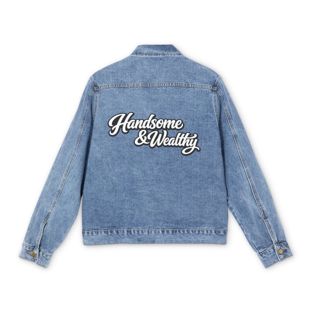 Image of Denim Jacket — "Handsome & Wealthy" Embroidered Back
