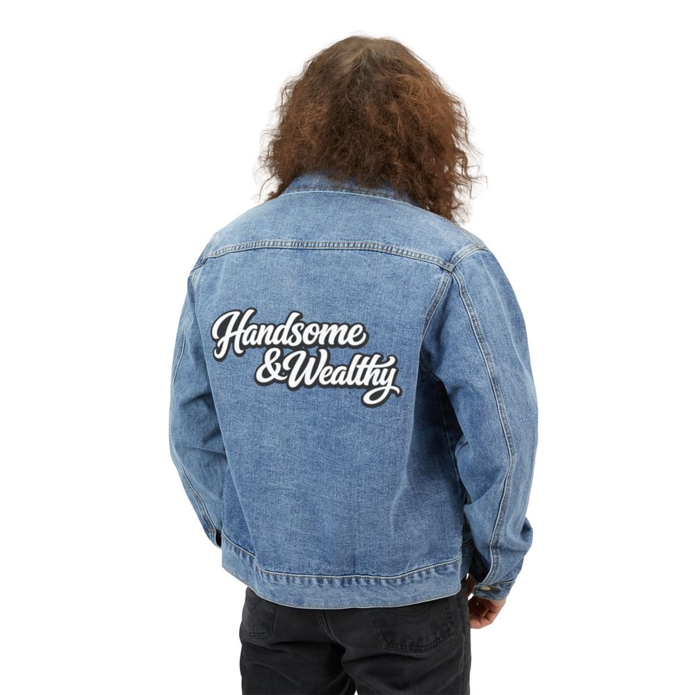 Image of Denim Jacket — "Handsome & Wealthy" Embroidered Back
