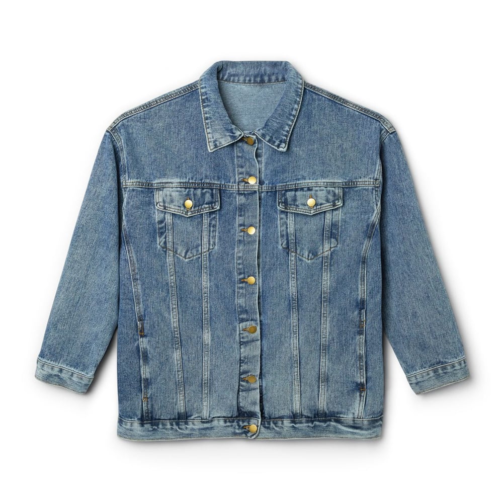 Image of Denim Jacket — "Pretty & Paid" Embroidered Women's Jean Jacket