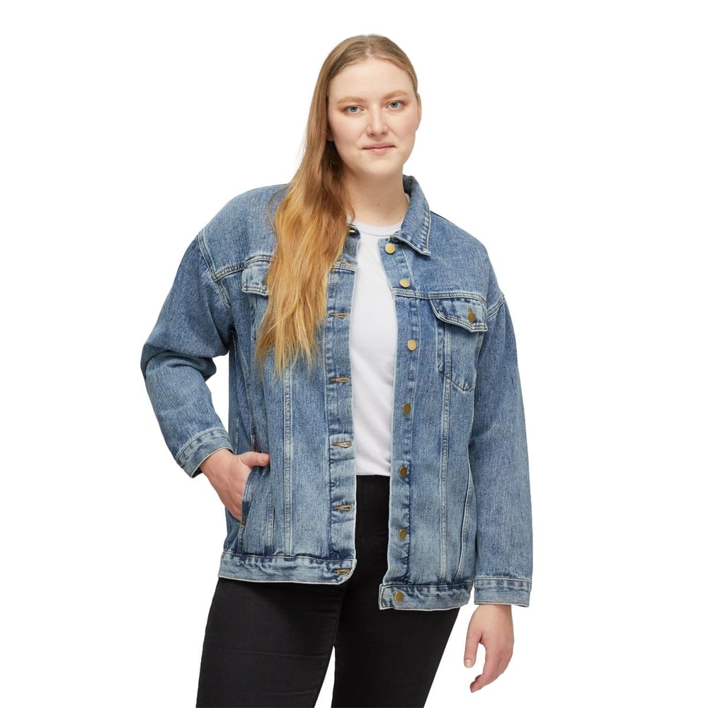 Image of Denim Jacket — "Pretty & Paid" Embroidered Women's Jean Jacket