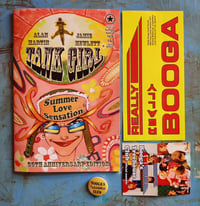 Image 1 of TANK GIRL "SUMMER LOVE SENSATION" 35th ANNIVERSARY COMIC - HEWLETT & MARTIN - badge, sticker, card