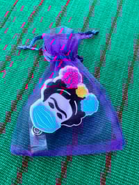 Image 5 of Frida Kahlo Badge Reel: Nurse ID Holder, Mexican Artist Gift, metal retractable reel