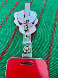 Image 4 of Frida Kahlo Badge Reel: Nurse ID Holder, Mexican Artist Gift, metal retractable reel