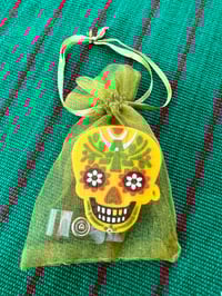 Image 6 of Sugar Skull Badge Reel: Mexican Skull, Día de Los Muertos, Calaca Calavera ID holder