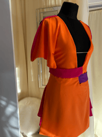 Image 2 of Y2K Iconic Plunge Mini Dress – Orange and Pink Statement Dress