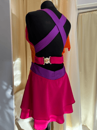 Image 7 of Y2K Iconic Plunge Mini Dress – Orange and Pink Statement Dress