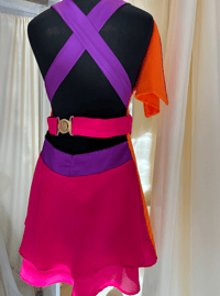 Image 9 of Y2K Iconic Plunge Mini Dress – Orange and Pink Statement Dress