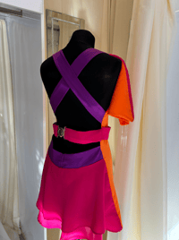 Image 10 of Y2K Iconic Plunge Mini Dress – Orange and Pink Statement Dress