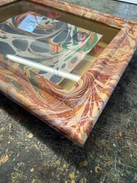 Image 3 of Hand marbled wood box frame and antique envelope.