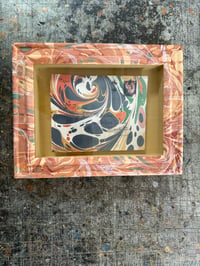 Image 1 of Hand marbled wood box frame and antique envelope.
