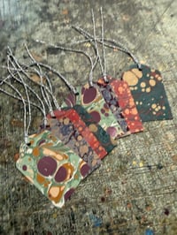 Image 2 of Handmade & Hand marbled Gift Tags with tassels (1 set of 8 available)