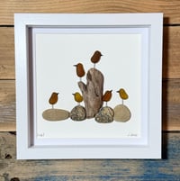 Seaglass birds , pebbles and driftwood